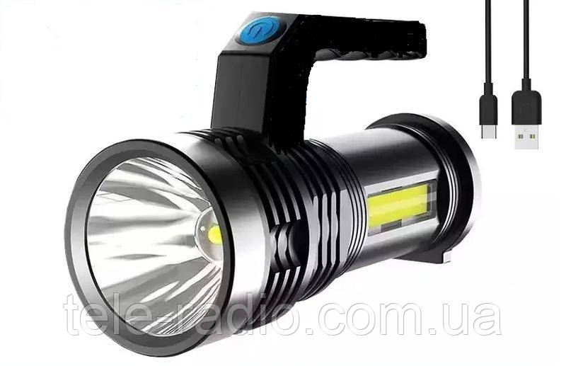 АКУМУЛЯТОРНИЙ РУЧНИЙ ФОНАР З БІКОВА ПАНЕЛЬЮ BL-828 (USB)