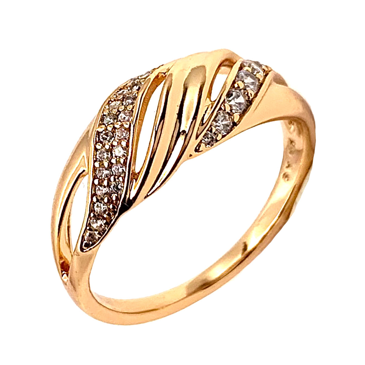 Перстень Xuping з медичного золота, білі фіаніти, позолото 18K, 12004