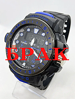 УЦЕНКА Часы спортивные водостойкие армейские G-SHOCK Casio (Касио) Черные с синим ( код: IBW850BZ-1 )