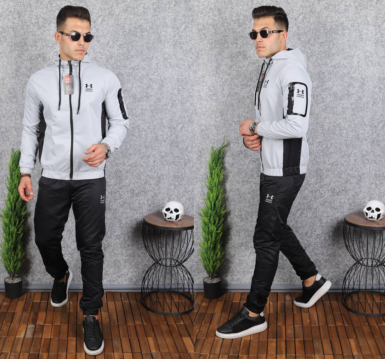Чоловічий спортивний костюм Under Armour Grey, плащівка, Туреччина, весняний осінній, сірий. Чоловічий одяг, фото 1