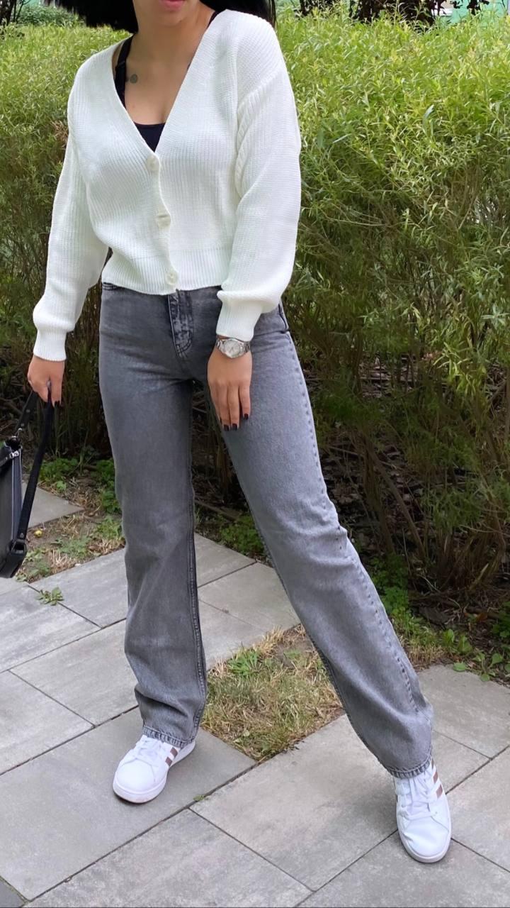 Женские джинсы трубы, джинсы Палаццо, джинсы прямые серые с высокой ...