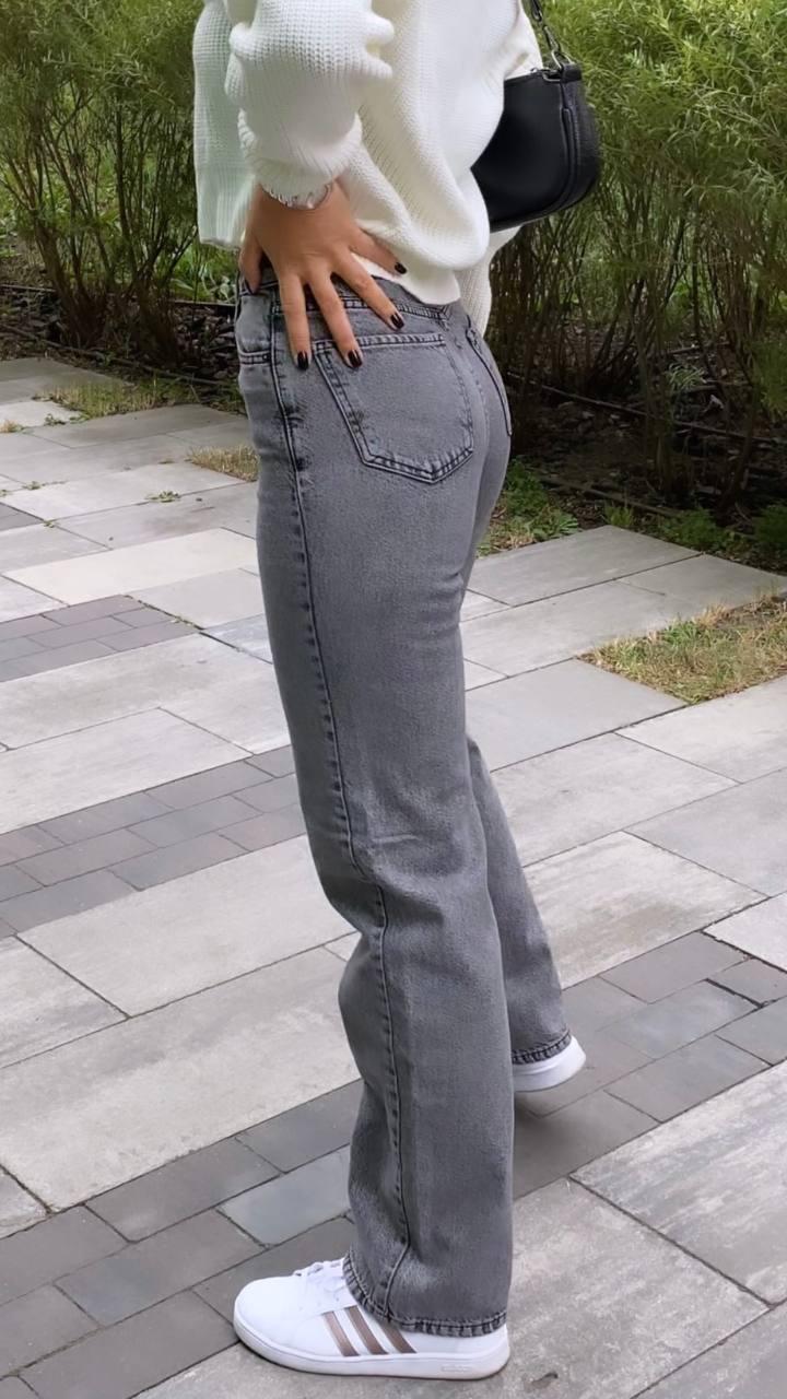 Женские джинсы трубы, джинсы Палаццо, джинсы прямые серые с высокой ...
