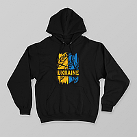 Худі чорний унісекс патріотичний дизайн "УКРАИНА - UKRAINE" / худі національна символіка