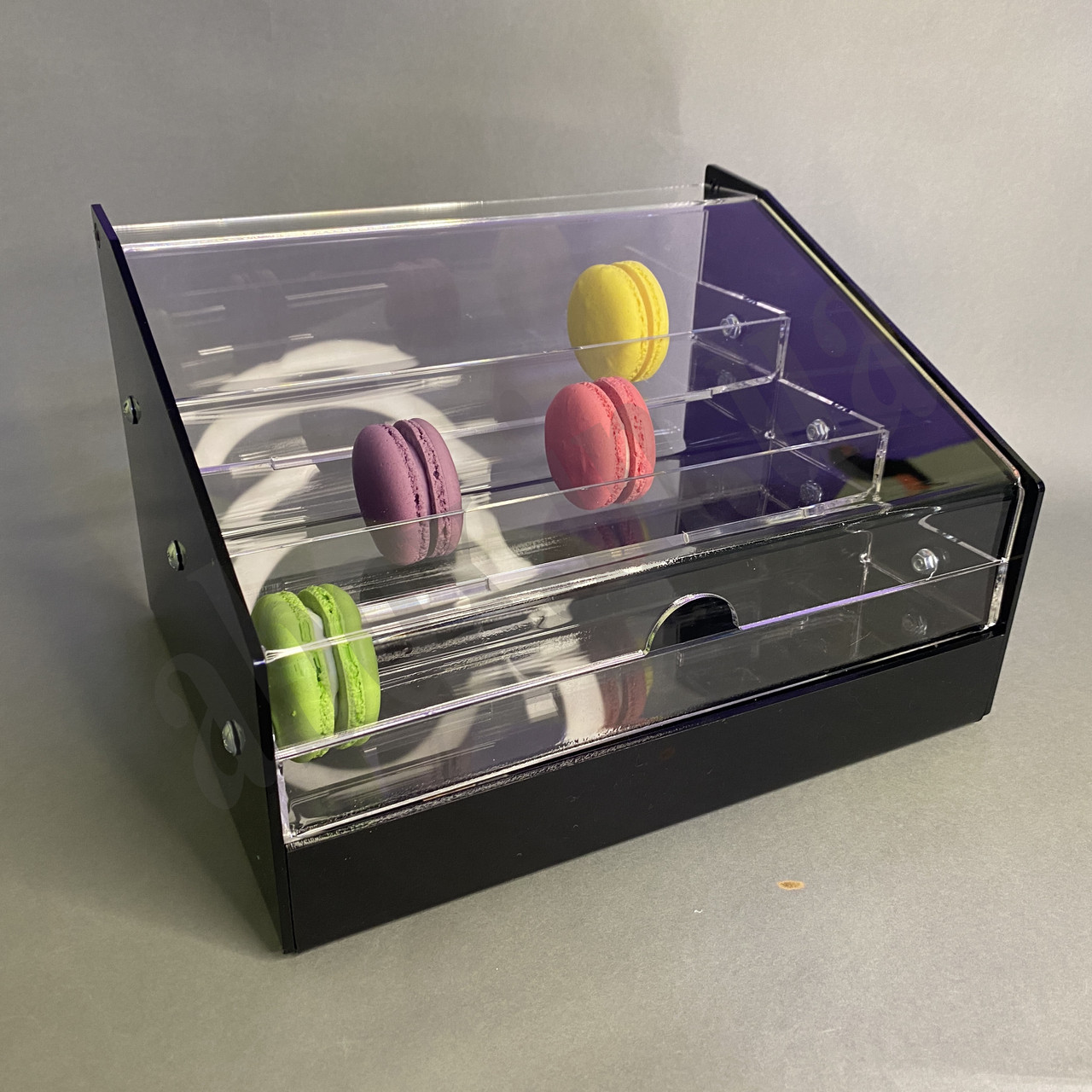 Підставка для макарунс з кришкою 3 сходинки | Чорна основа, фото 1