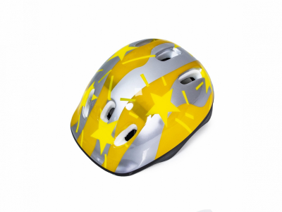 Захисний дитячий шолом, розмір S/M (51-55 см), Жовтий з зірками
