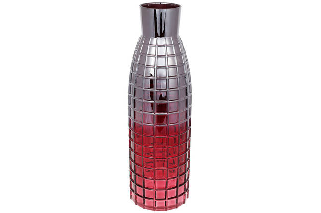 Скляна ваза Ліхтар 15*49 см, колір сталевий з червоним (591-257), фото 1