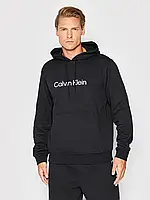 Мужская толстовка теплая с начесом Calvin Klein худи черный с капюшоном Кельвин Кляйн