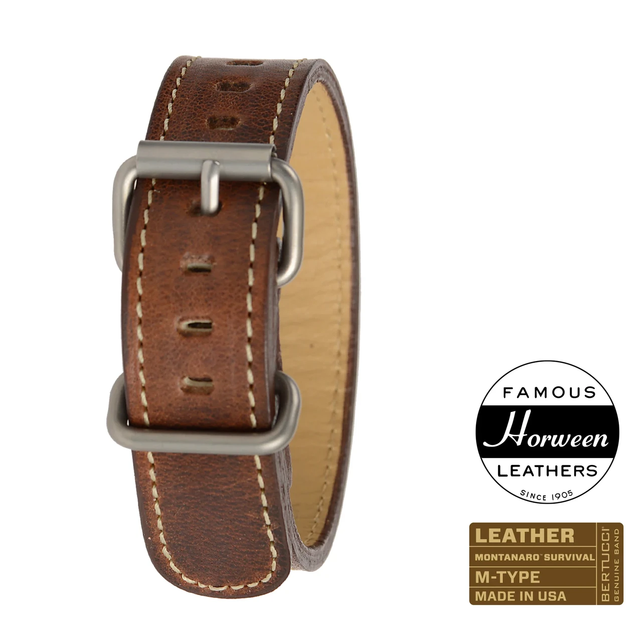 Шкіряний ремінець bertucci #218M - Nut Brown™ Horween® leather w/ matte hardware, 3/4" - 19 mm size for A-1 & C-1 Cases, фото 1