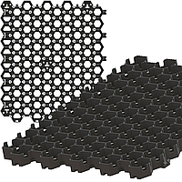 Решітка газонна HexPave (505мм *580мм *30мм) 0,29м2/шт, чорна, екопарковка, модульне покриття