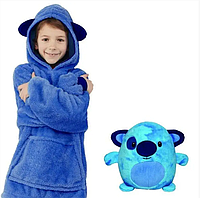 Дитячий плед з капюшоном та рукавами толстовка худі Huggle Pets Hoodie іграшка худі трансформер синій