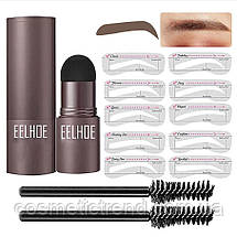 Штамп-пудра для макіяжу брів у наборі EElhoe Eyebrow Stamp Kit Dark Brown (темно-коричневий), фото 2