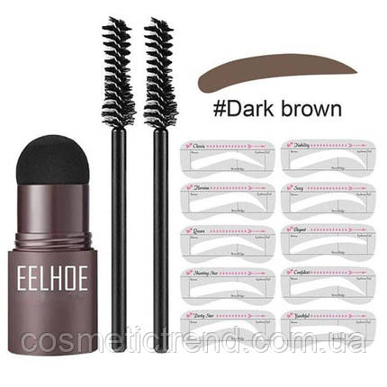 Штамп-пудра для макіяжу брів у наборі EElhoe Eyebrow Stamp Kit Dark Brown (темно-коричневий), фото 1