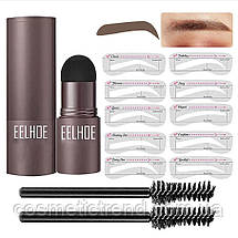 Штамп-пудра для макіяжу брів у наборі EElhoe Eyebrow Stamp Kit Dark Grey (темно-сірий), фото 2