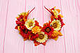 Обруч / ободок для волосся осінній з листям і квітами 477, фото 6
