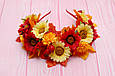Обруч / ободок для волосся осінній з листям і квітами 477, фото 4