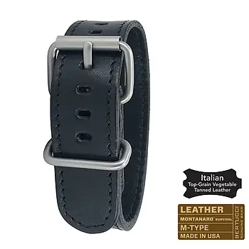 Шкіряний ремінець bertucci #295M - Corvo Nero Italian Vegetable Tanned w/ matte hardware, 7/8" - 22 mm size for A-2, A-3, A-6 & B-