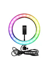 Кільцева LED-лампа MJ-26 RGB 26 см, Різнобарвна кільцева лампа, фото 4