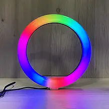 Кільцева LED-лампа MJ-26 RGB 26 см, Різнобарвна кільцева лампа, фото 5