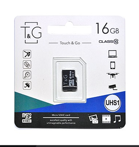 Картка пам'яті microSDHC T&G (UHS-1) 16GBSD class 10 (без адапту) (Гарантія 3года)