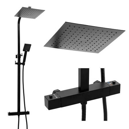 Душовий гарнітур YOKA CUBE 25 BLACK з термостатом *, фото 1