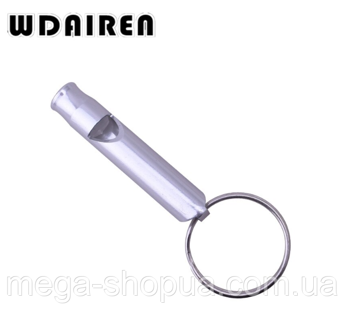 Гучний свисток Sport D4. Брелок-свисток для ключів. Рятувальний футбольний свисток алюмінієвий металевий