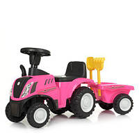 Каталка толокар трактор с прицепом Bambi» 658Т розовый