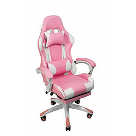 Крісло геймерське Bonro B-870 рожеве з підставкою для ніг