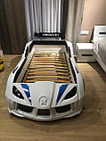 Ліжко машинка Audi біле з підсвіткою, відкривними дверима та звуковими ефектами з пультом, фото 4
