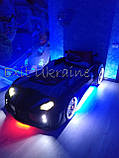 Ліжко машинка Audi чорне з підсвіткою, відкривними дверима, звуковими ефектами, пультом, фото 3
