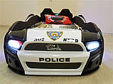 Ліжко для машини Поліція з підсвіткою, відкривними дверима та шкіряними м'якими бортами, фото 8