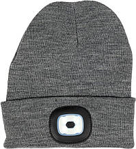 Шапка з Led-ліхтарем VOREL 74225 USB заряджання сіра