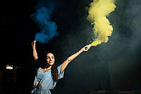 Жовто-блакитний кольоровий дим для фотосесії 2 шт / по 45 сек