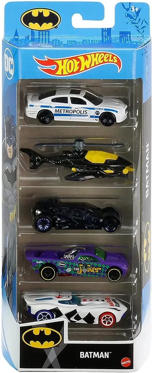 Набір машинок Хот Вілс 5 шт Hot Wheels Batman Бетмен  GTN43 Оригинал
