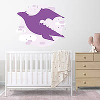 Виниловая интерьерная наклейка декор на стену и обои в детскую комнату "Фиолетовый дракон" с оракала