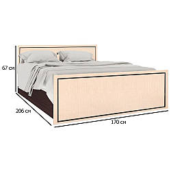 Ліжко двоспальне з узніжжям Кім 160х200 см венге магія та дуб молочний з ламелями без матраца