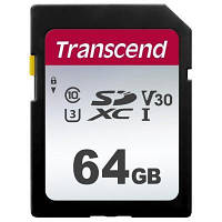 Карта памяти Transcend 64GB SDXC class 10 UHS-I U3 V30 (TS64GSDC300S) (код 862050)