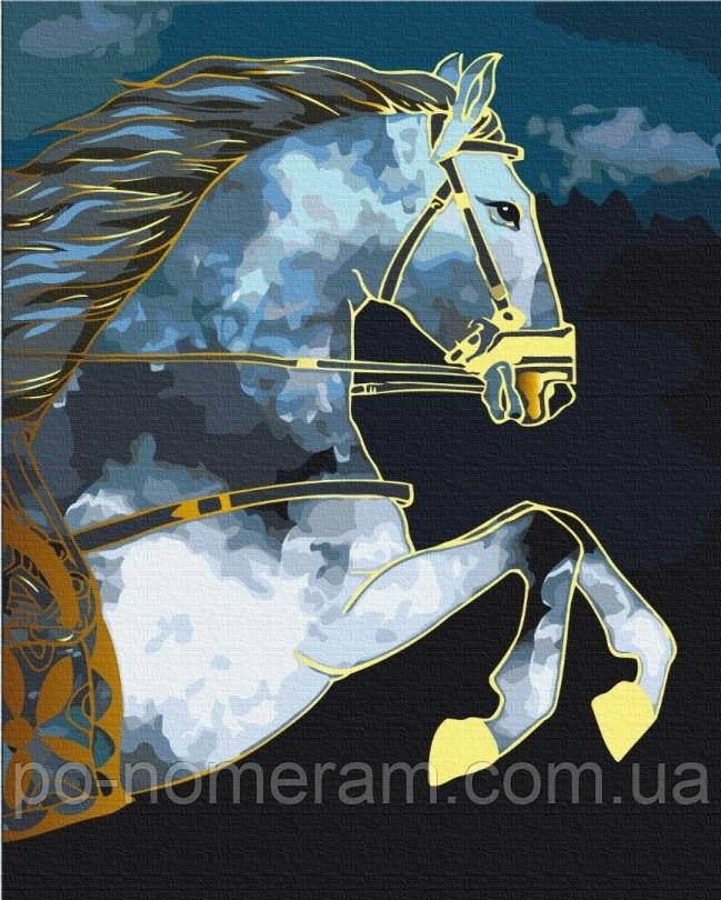Картина за номерами BrushMe Скакун у сутінках із золотою фарбою (BSM-B53041) 40 х 50 см