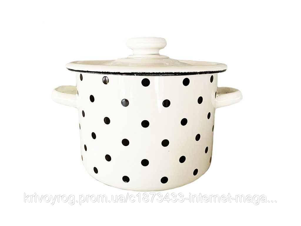 Каструля ем. 5,5л /4 циліндрична Чорні перли (молочна) (I1617/4) ТМ IDILIA, фото 1