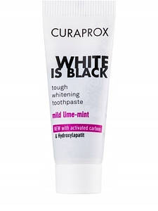 Зубна паста Curaprox White is Black mini (біла упаковка), 8 мл