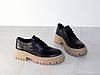Шкіряні чорні туфлі жіночі стильні на бежевій підошві, фото 7