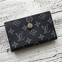 Женский кошелек Louis Vuitton из эко-кожи, кошелек с брендовым цветочным принтом на черной подкладке