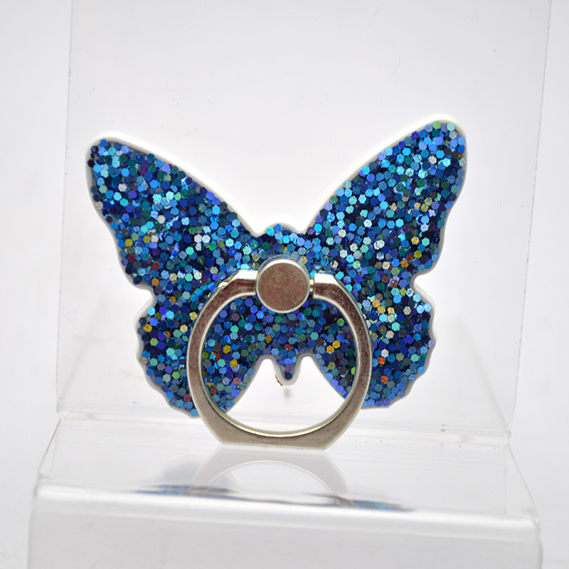 Універсальний тримач для телефона PopSocket (попсокет) Butterfly з кільцем Синій