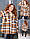 Сорочка жіноча кашемірова тепла в клітину вільного крою великих розмірів батал 48-54 арт-500, фото 2