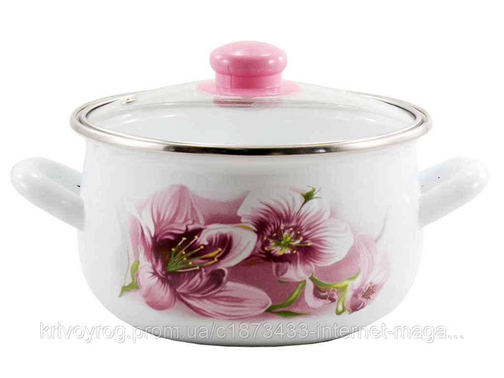Каструля глибока 3,1л d=18 Орхідея рожева 5 LA ТМ INTEROS, фото 1