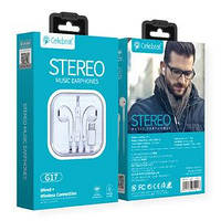 Наушники Celebrat G17 с разъемом Lightning Stereo Music Earphones Белые