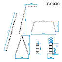 Драбина-трансформер алюмінієва 4 секції / 3 сходинки INTERTOOL LT-0030, 3,7 метрів, 150кг, багатофункціональна драбина, фото 10