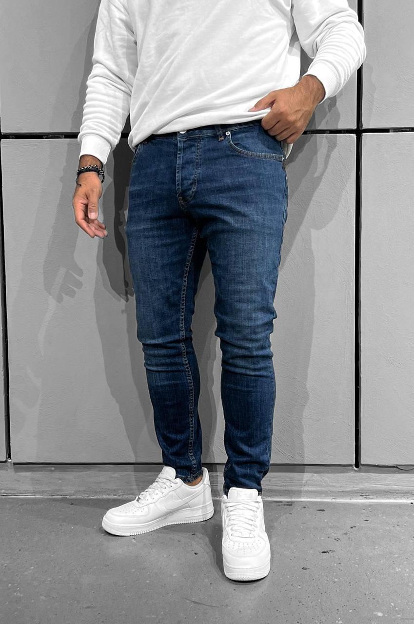 Турецькі джинси звужені чоловічі молодіжні сині демісезонні літо весна осінь 15871