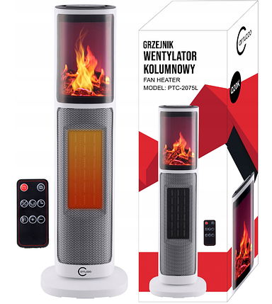 Електричний обігрівач Carruzzo Column heater з каміном 2000 Вт, фото 2