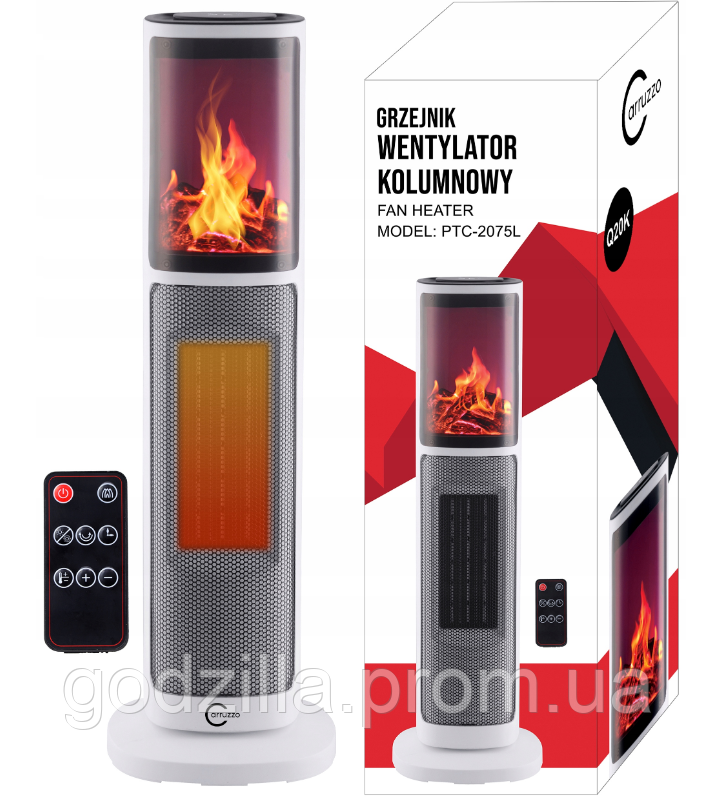 Електричний обігрівач Carruzzo Column heater з каміном 2000 Вт, фото 1