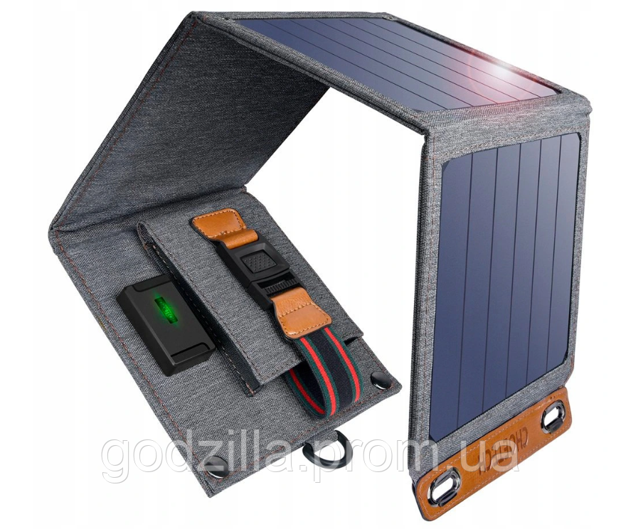 СОНЯЧНИЙ ЗАРЯДНИЙ ПРИСТРІЙ СОНЯЧНА ПАНЕЛЬ СКЛАДНА USB 14W, фото 1